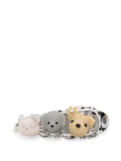 Yvmin Crystal-embellished Animal Hair Clip In Multi