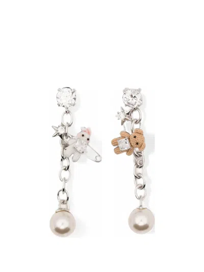 Yvmin Crystal-embellished Drop Earrings In Silver