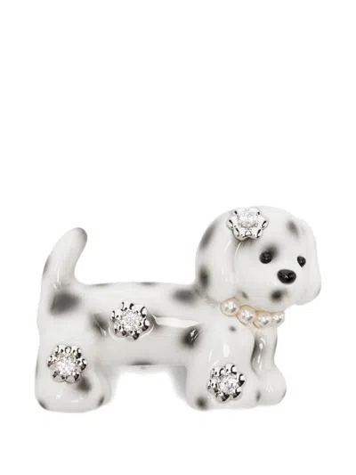 Yvmin Dog Pearl Hair Clip In White