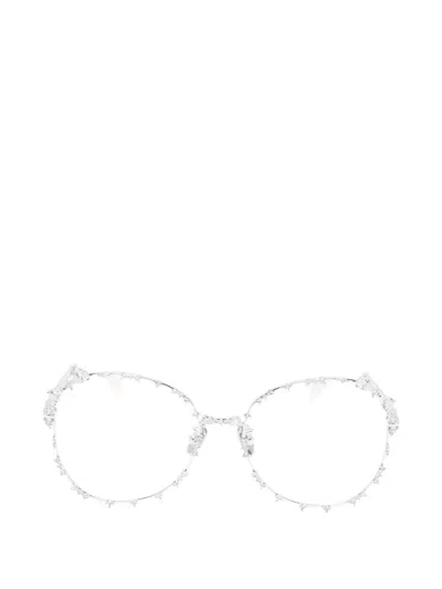 Yvmin Embellished Round-frame Glasses In Silver