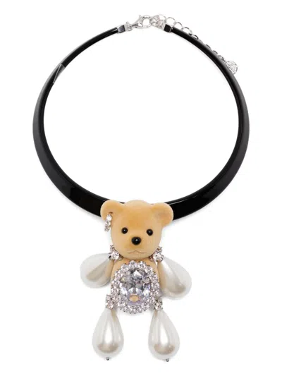 Yvmin Embellished Teddy-bear Necklace In Black