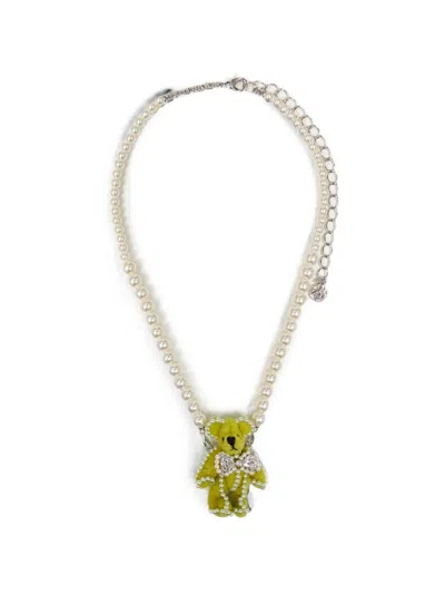 Yvmin Faux-pearl Teddy-bear Necklace In Multi