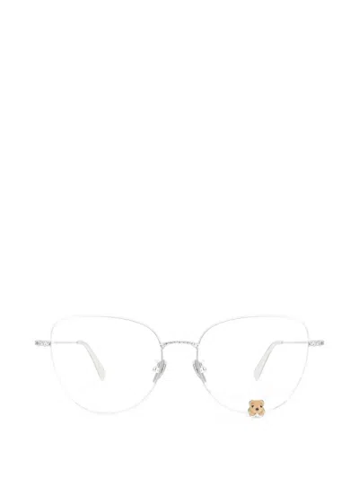 Yvmin Flocked Bear Geometric-frame Glasses In Silber