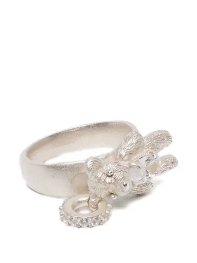 Yvmin Floral Bow Ring In Silver