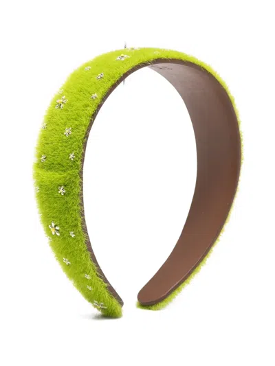 Yvmin Floral Embellished Headband In Green