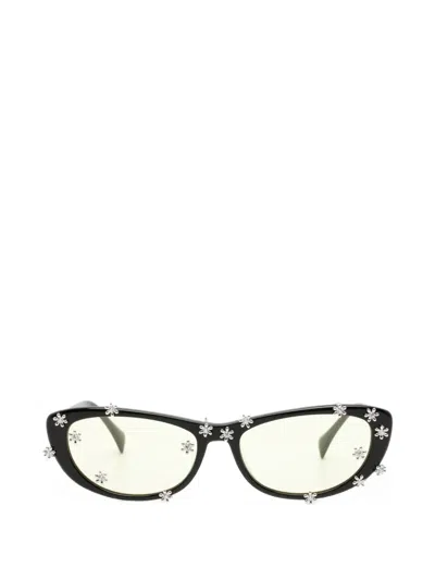 Yvmin Flower Cat-eye Sunglasses In Black