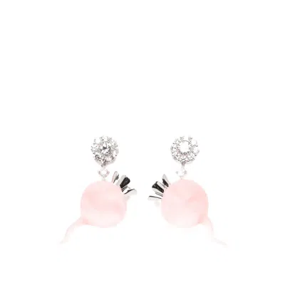 Yvmin Flower-embellishment Drop Earrings In Pink