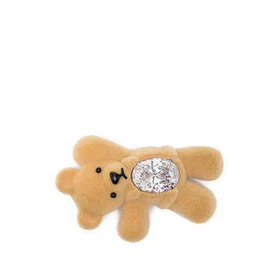 Yvmin Embellished-teddy Bear Hair Clip In Brown