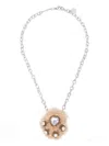 Yvmin Heart-shaped Crystal Embellished Necklace In Metallic
