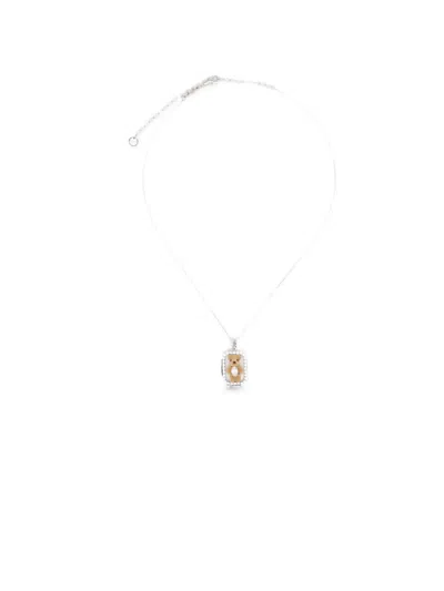 Yvmin Inlaid Mini Bear Pendant Necklace In Metallic