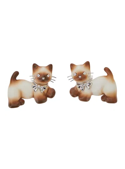 Yvmin Kitten-shaped Fabric Hair Clip In Brown