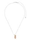 Yvmin Mini Flocked Bear Necklace In White