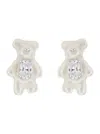 Yvmin Mini Pearlescent Bear Earrings In Metallic