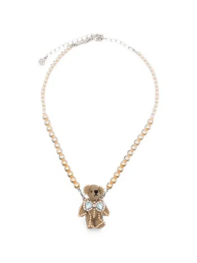 Yvmin Necklace Teddy Bear Pendant In Brown