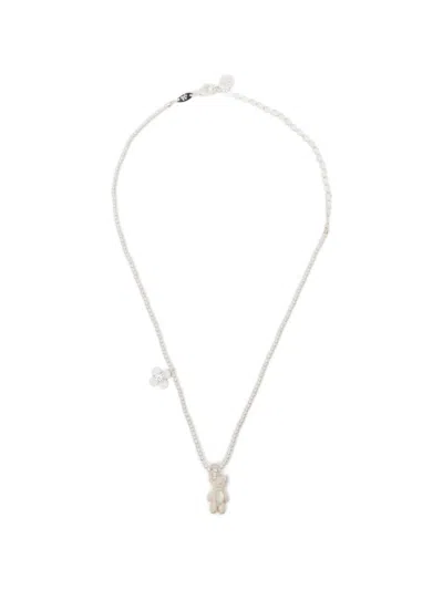 Yvmin Paradise Bear Necklace In Silver