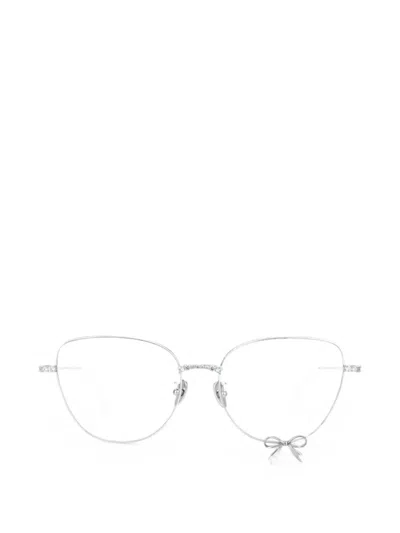 Yvmin Paradise Bow-detail Crystal-embellished Glasses In Silver