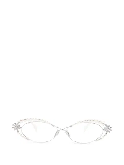 Yvmin Ovale Paradise Brille Mit Blumendetail In Silber