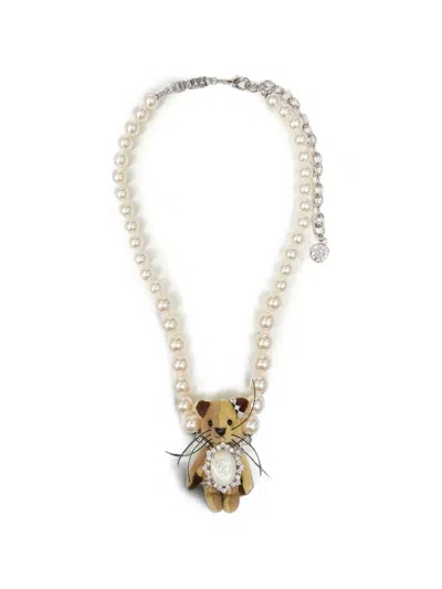 Yvmin Paradise Pearl-pendant Cat Necklace In Neutral