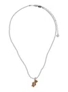 Yvmin Pink Necklace With Bead Embellishments And Bear Detail In Sterling Silver Woman In Metallic