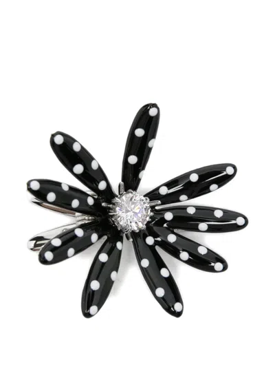Yvmin Polka Dot Flower Hair Clip In Black