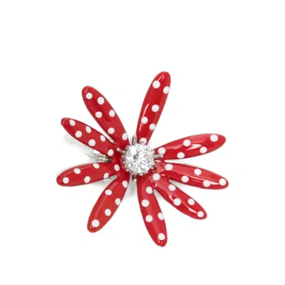 Yvmin Polka Dot Flower Hair Clip In Orange