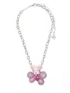 Yvmin Rabbit Pink-gemstone Necklace In Metallic