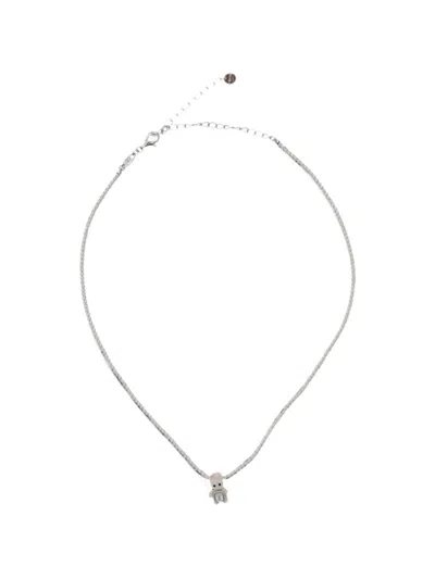 Yvmin Rabbit-pendant Beaded Necklace In Silver
