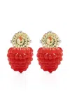 Yvmin Raspberry Gemstone Earrings In Red