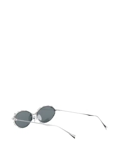 Yvmin Ripple/bitter Salty Glaze Oval-frame Sunglasses In Silver