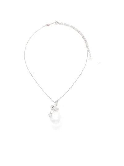 Yvmin Safety-pin Rabbit-pendant Necklace In Metallic