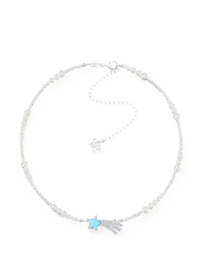 Yvmin Shooting Star Pearl Necklace In Metallic