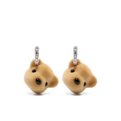 Yvmin Silver  Brown Earrings In Neutral