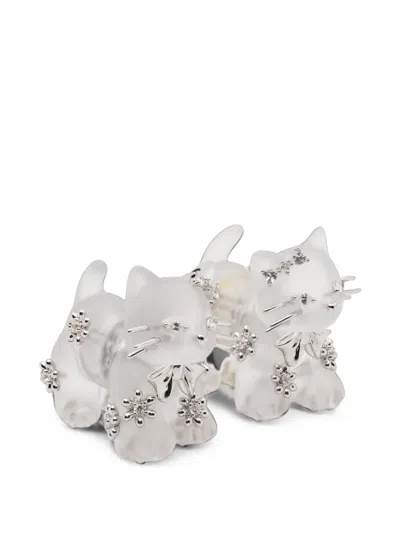 Yvmin Split Kitten Earrings In Transparent