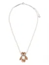 Yvmin Square Stone Plush Bear Pearl Necklace In Neutral