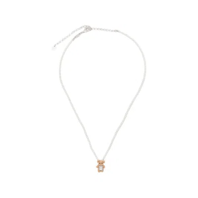 Yvmin Teddy Bear Pendant Necklace In Silver