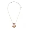 Yvmin Square Stone Plush Bear Pearl Necklace In Gold