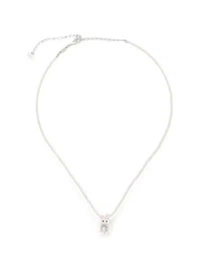 Yvmin Woven Mini Rabbit Pendant Necklace In Metallic