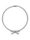 Yvmin X Shushu Tong Metallic Chocker Necklace With All-over Gemstone Embellishments And Bow Detail In Brass Blend Woman In Grey