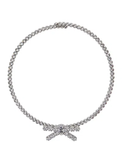 YVMIN X SHUSHU TONG METALLIC CHOCKER NECKLACE WITH ALL-OVER GEMSTONE EMBELLISHMENTS AND BOW DETAIL