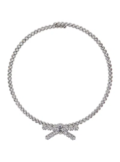 YVMIN X SHUSHU TONG METALLIC CHOCKER NECKLACE WITH ALL-OVER GEMSTONE EMBELLISHMENTS AND BOW DETAIL IN BRASS BLEND WOMAN