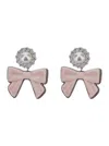 Yvmin X Shushu Tong Pink Earings With Bow Detail And Rear Closure In Silver Blend Woman In Pink