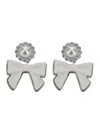 Yvmin X Shushu Tong White Earings With Bow Detail And Rear Closure In Silver Blend Woman In White