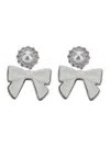 Yvmin X Shushu Tong White Earings With Bow Detail And Rear Closure In Silver Blend Woman