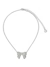 Yvmin X Shushu Tong White Necklace With Rear Lobster Claw Closure And Bow Detail In Brass Blend Woman In White