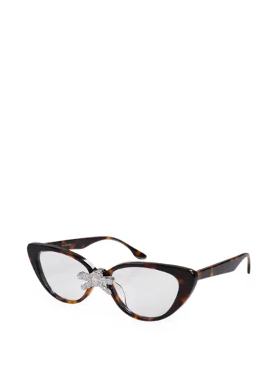 Yvmin X Shushutong Bow-detail Glasses In Brown