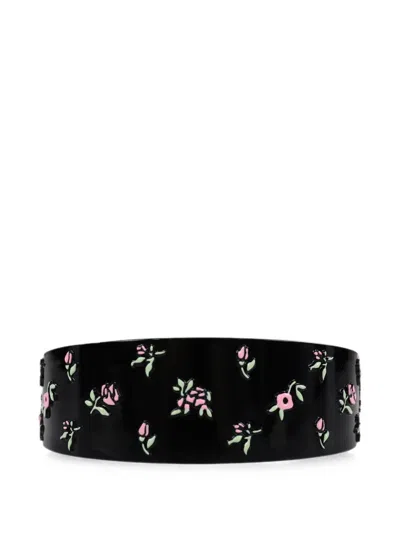 Yvmin X Shushutong Floral-print Headband In Black