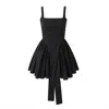 Yvonne & Love Ladies Plain Ruched Bow Back Mini Dress In Black In Black