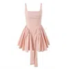 Yvonne & Love Ladies Plain Ruched Bow Back Mini Dress In Light Pink In Pink