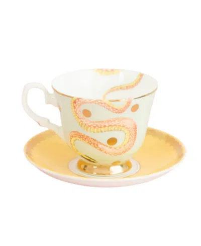 Yvonne Ellen 2-piece Snakey Teacup And Saucer Set In Multi