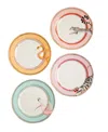 Yvonne Ellen Animal Side Plates, Set Of 4 In Multi